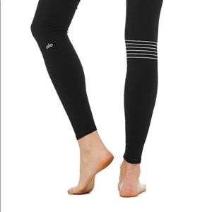 Alo Black Tights (with asymmetrical thin white stripes) - size XS